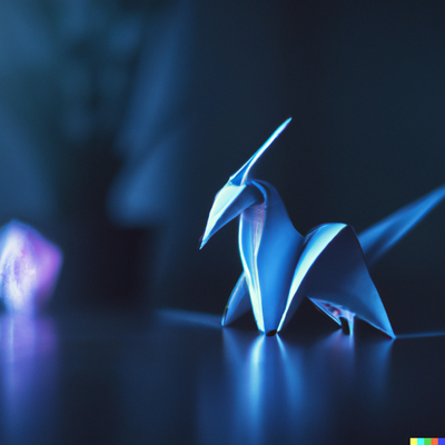 Origami, Cally3D, blurred background, bioluminescence, 3D, digital art