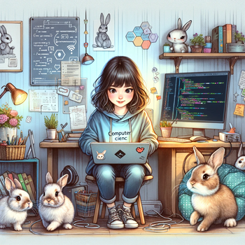 a girl who loves computer science and bunnies