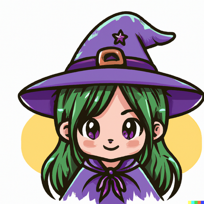 Cute witch with a witch hat, fantasy character, gothic horror