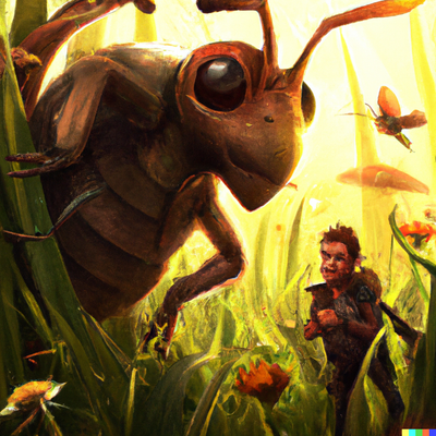 In the grass, honey I shrunk the kids, split-lighting, digital art