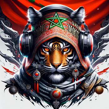 Moroccan-themed gaming avatar incorporating a tiger and the Moroccan flag.