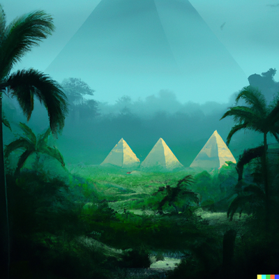pyramids in the tropical rainforest, digital art