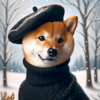 A shiba inu wearing a beret and black turtleneck, avatar