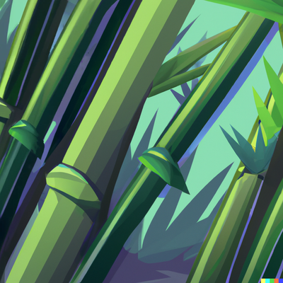 cute tropical bamboo forest with leafs, digital art