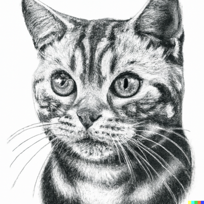 realistic cat portrait, dotted-pen art