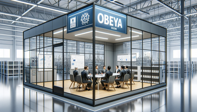 An Obeya Room, showing people engaged in decision-making., illustration