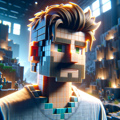 A digital art avatar inspired by Minecraft, rendered in a realistic graphic style akin to Unreal Engine, focusing on the head and shoulders. 