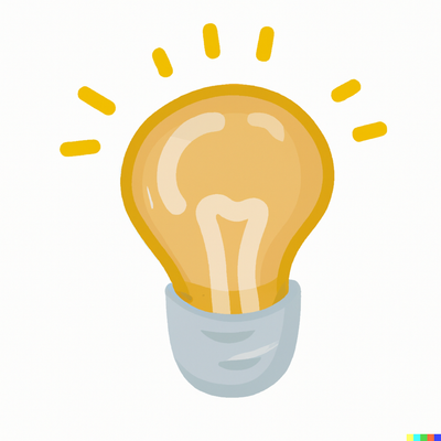 yellow light bulb, clipart, icon, white background, digital art