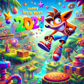 New Year 2024 for PC gamers featuring Crash Bandicoot.