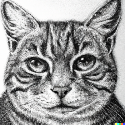 realistic cat portrait, dotted-pen art
