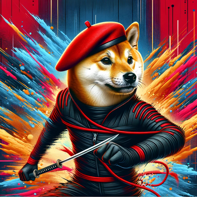 A shiba inu wearing a beret and black turtleneck, avatar