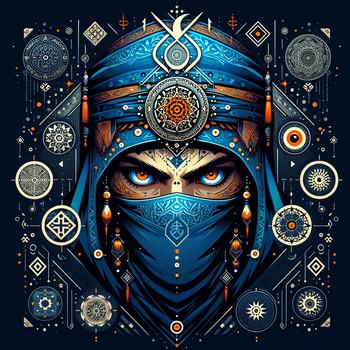 Moroccan-themed gaming avatar, featuring mystical elements.