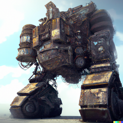 massive huge mech, rusty, decommissioned, digital art, natural lighting, hbomax