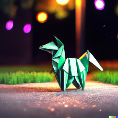 Origami, Cally3D, blurred background, bioluminescence, 3D, digital art