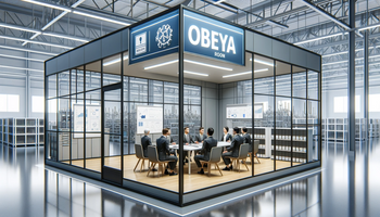 An Obeya Room, showing people engaged in decision-making., illustration
