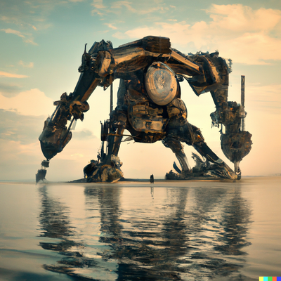 massive huge mech in the ocean, digital art, natural lighting, hbomax