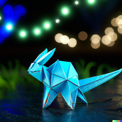 Origami, Cally3D, blurred background, bioluminescence, 3D, digital art
