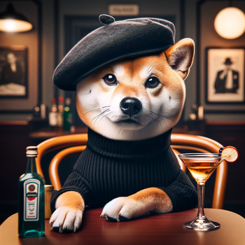 A shiba inu wearing a beret and black turtleneck, avatar