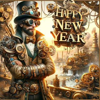 Steampunk "Happy New Year" Sticker