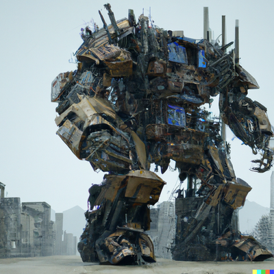 massive huge mech. Size of a city. rusty, decommissioned, digital art, natural lighting, hbomax