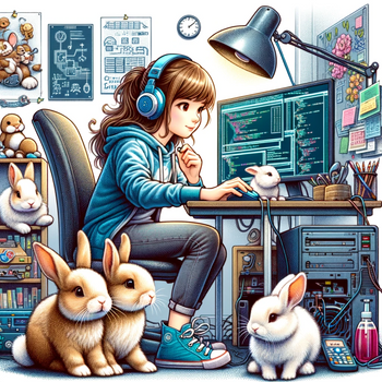 a girl who loves computer science and bunnies