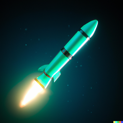 Rocket flying around, night time, split-lighting, 3d, night life, fantasy, digital art, bioluminescence, inner glow, cally3d